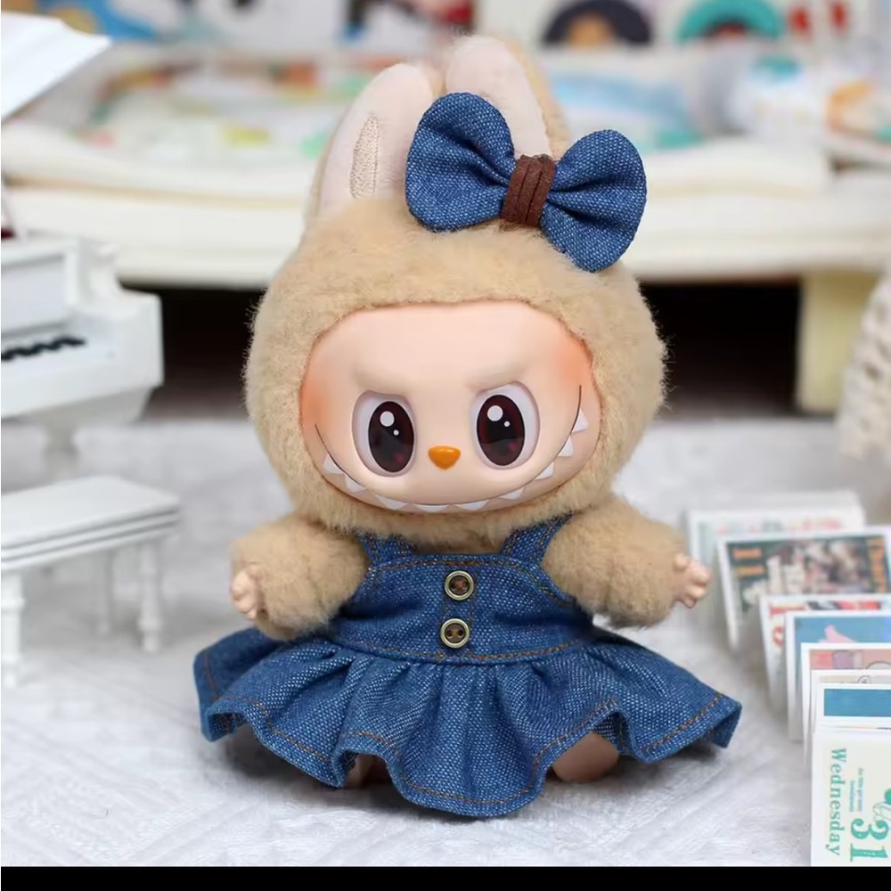 Cute Labubu Denim Outfit and Bow